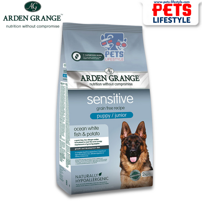 Arden Grange Dry Dog Food Puppy Junior Sensitive Ocean White Fish & Potato