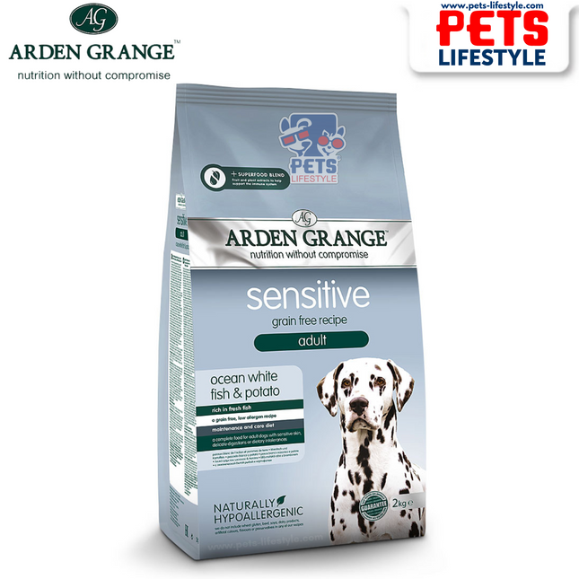 Arden Grange Dry Dog Food Adult Sensitive Ocean White Fish & Potato