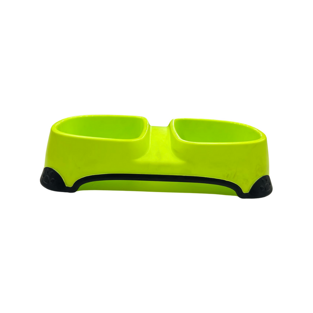 Dog Bowls Double Water and Food Bowls with Non-Slip Resin Station Green Color Large