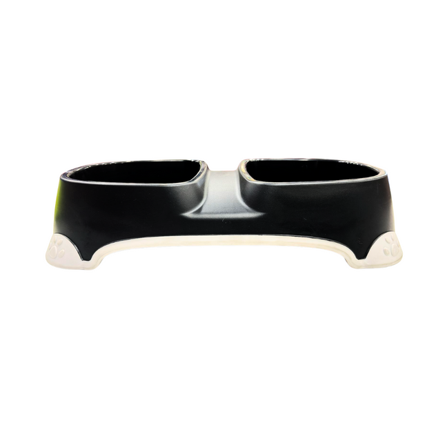 Dog Bowls Double Water and Food Bowls with Non-Slip Resin Station Black Color Large