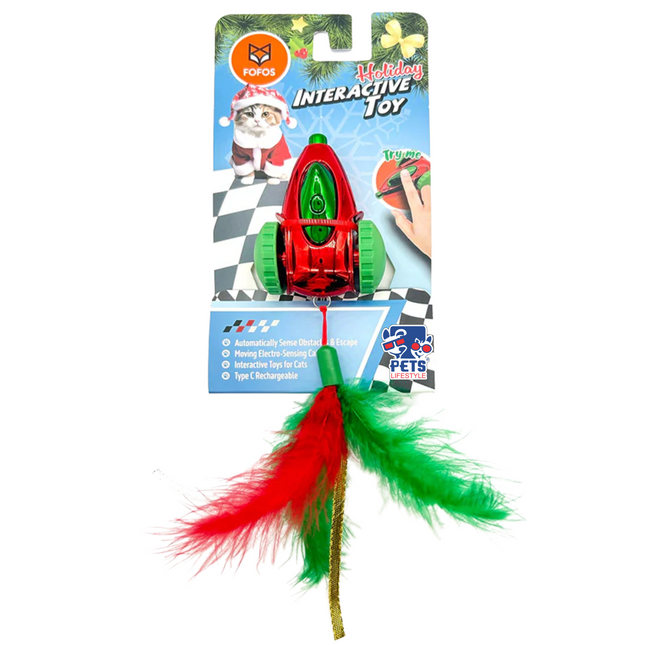 Barkbutler x Fofos Holiday Interactive Car Toy for Cats (Red)