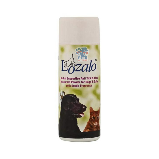 Lozalo - Herbal supportive Anti Tick & Flea Deodorant Powder for Dogs & Cats