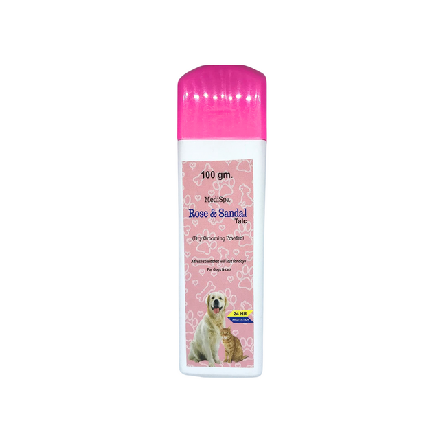 Medilogy Biotech Medi Spa Rose & Sandal Herbal Talc Powder for Dogs & Cats -100 Grams