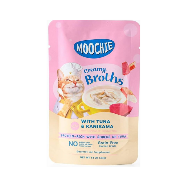 Moochie Creamy Broth with Tuna and Kanikama Wet Cat Food