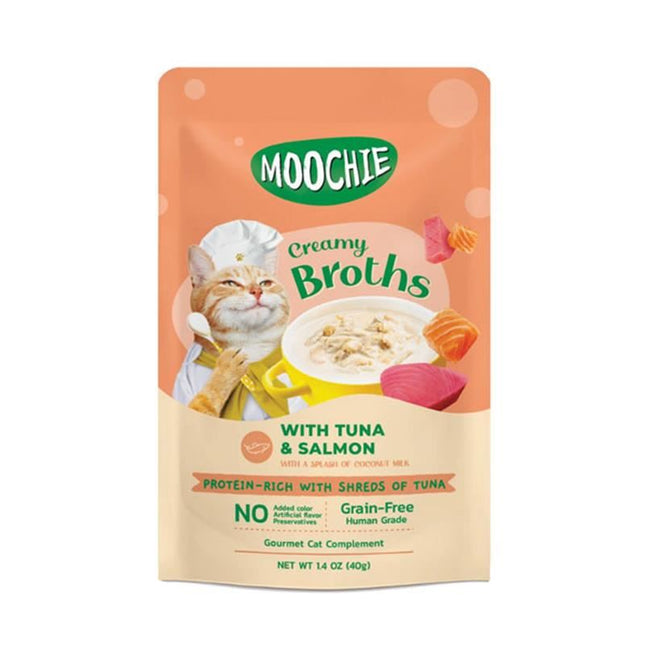 Moochie Creamy Broth with Tuna and Salmon Wet Cat Food