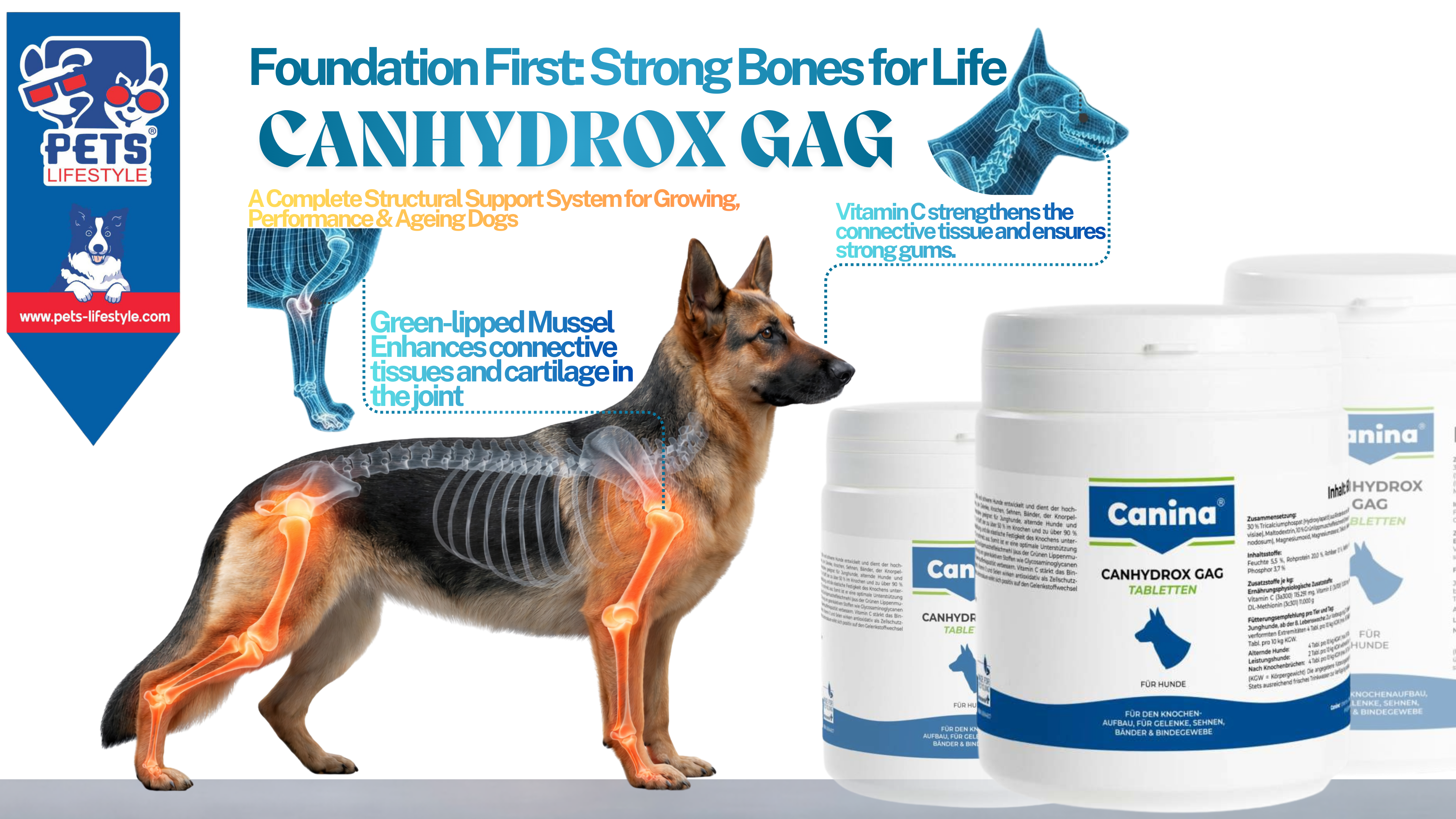 Canina CANHYDROX GAG tablets for dogs complete joint and skeletal support supplement