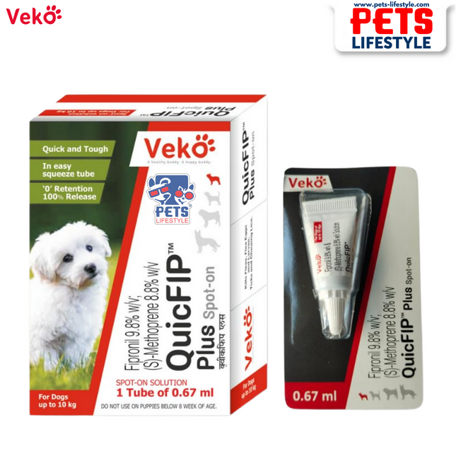 Veko QuicFIP™ Plus Spot-On Solution for Dogs – Fipronil & (S)-Methoprene  0.67 ml tube