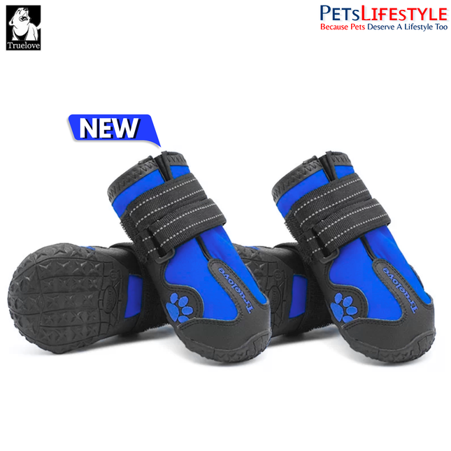 Truelove  Dog Boots (Royal Blue) Waterproof Dog Shoes , Non-Slip Paw Protection ( 4 SHOES )