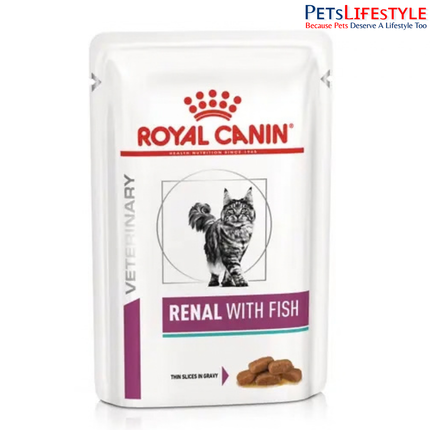 Royal Canin Renal with Fish (Thin Slices in Gravy) Wet Cat Food – Complete Dietetic Feed for Chronic Renal Insufficiency, 85 g Pouch