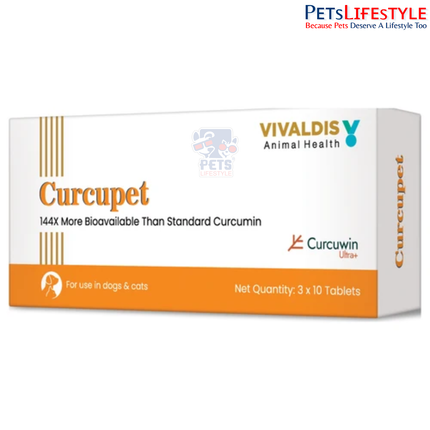 Vivaldis Curcupet Tablets for Dogs & Cats – Curcumin Supplement for Joint & Inflammatory Support (30 Tablets)