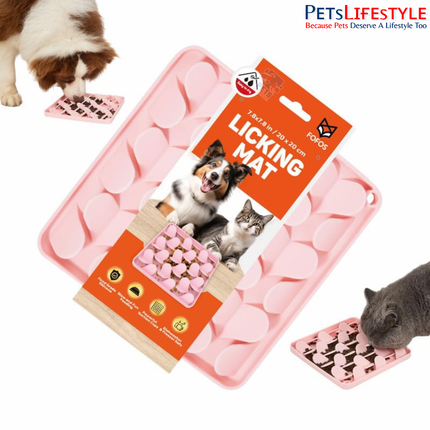 FOFOS Licking Mat Pink – Food-Grade Silicone Slow Feeder & Enrichment Mat for Dogs and Cats