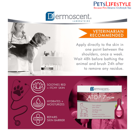 Savavet Dermoscent ATOP 7 Spot-On 1.2ml for Dogs (10–20kg) (1.2ml x 4 Pipette) dermatological spot-on treatment