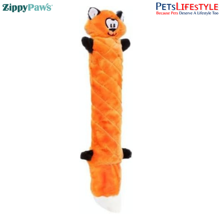 ZippyPaws Jigglerz – Fox  Super Sized Multi-Squeaker Plush Dog Toy