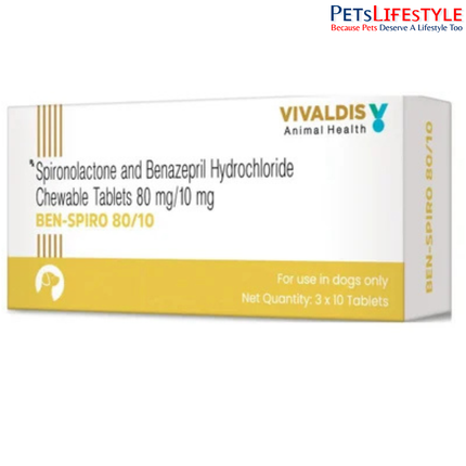 Vivaldis Ben Spiro 80/10 mg Chewable Tablets for Dogs – Spironolactone & Benazepril Cardiac Medication
