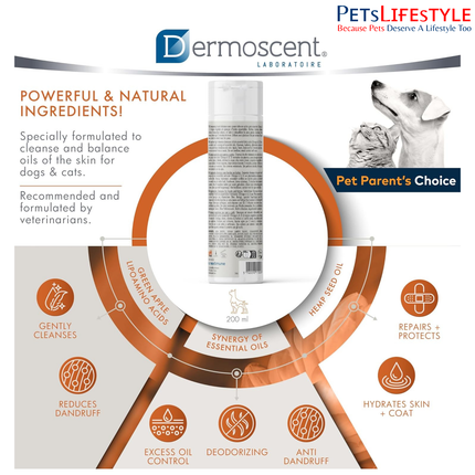Savavet Dermoscent Essential 6 Sebo Shampoo for Dogs & Cats – Sebo-Regulating Anti-Dandruff Shampoo (200 ml)
