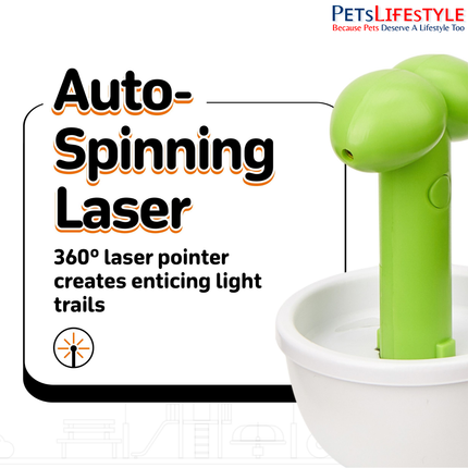 FOFOS Tumbler Laser Cat Toy – White & Green, Automatic 360° Spinning Laser with Self-Balancing Wobble Base for Kittens & Cats