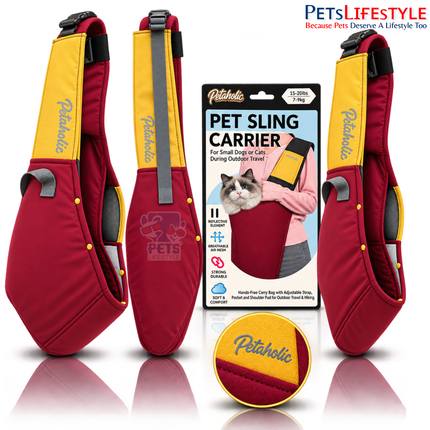 Petaholic Pet Sling Carrier for Dogs & Cats | Hands-Free Breathable Shoulder Travel Carrier