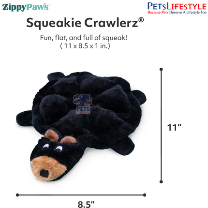 ZippyPaws Squeakie Crawler – Bubba the Bear  Stuffing-Free Flat Plush Dog Toy with 7 Squeakers