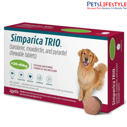 Zoetis Simparica Trio for Dogs — Monthly Parasite Protection 1 Tablet