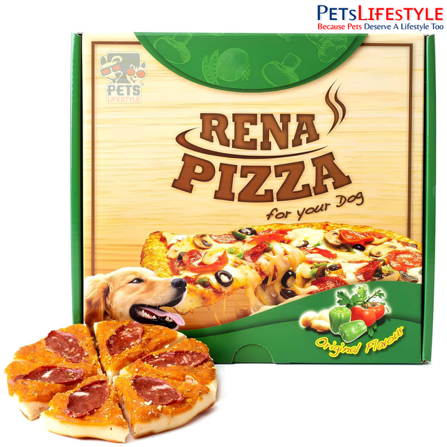 Rena Dog Pizza Treat – Chicken & Cheddar Cheese Pizza Slices for Dogs | Fun Ready-to-Eat Dog Treat | 12 Large Slices