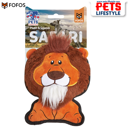 FOFOS Safari Lion Dog Toy – Soft Plush Toy with Squeaker for Moderate Chewers