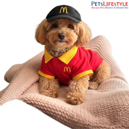 PᴇᴛsLɪғᴇsᴛʏʟᴇ MacD" Fast-Food Pet Uniform Polo Shirt – Windproof, , Ultra Warm  Pet Tshirt