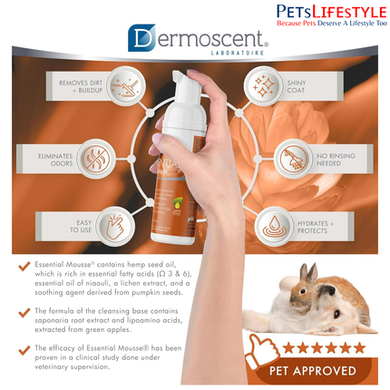 Dermoscent Essential Mousse Dry Shampoo for Dogs – Rinse-Free Cleansing Foam (150 ml)