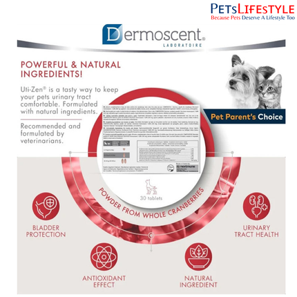 Dermoscent Uti-Zen Urinary Tract Health Supplement for Dogs & Cats (30 Tablets)