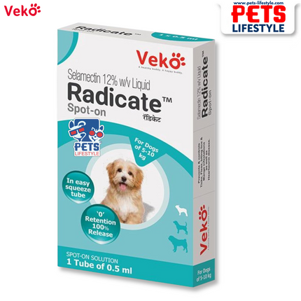 Veko Radicate Spot-On for Small Dogs (5.1 – 10 kg) – 0.5 ml (60 mg Selamectin)