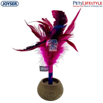 JOYSER Catnip Woball with Feather – Pink/Grey | Interactive Wobble Cat Toy