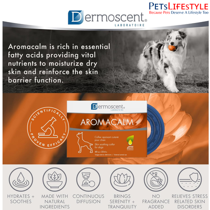 Dermoscent Aromacalm Natural Calming Collar for Dogs  – Anxiety & Stress Control (60cm)