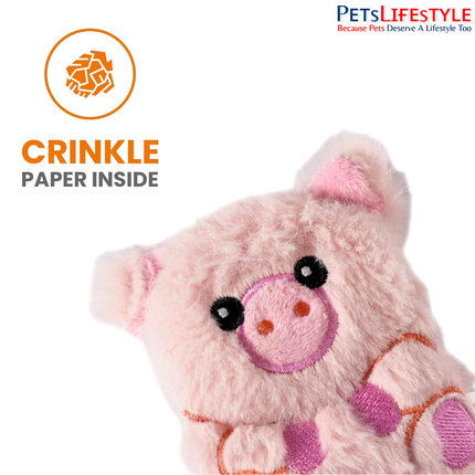 FOFOS Floppy Crinkle Pig Cat Toy – Plush Catnip & Crinkle Toy for Cats & Kittens