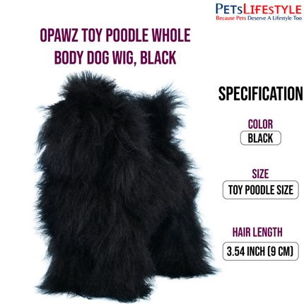 OPAWZ Toy Poodle Whole Body Dog Wig – Black | Professional Grooming Practice Wig