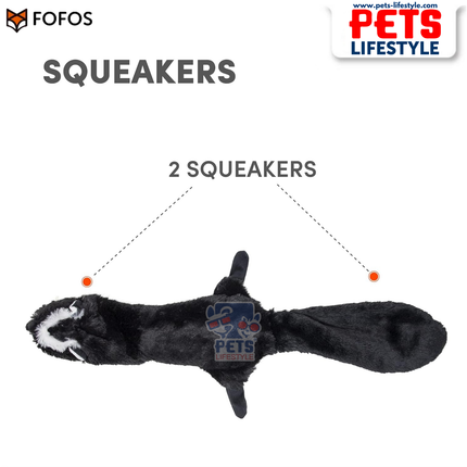 FOFOS Dog Toy Skinneez Skunk Toy – Stuffing-Free Plush Toy with Dual Squeakers