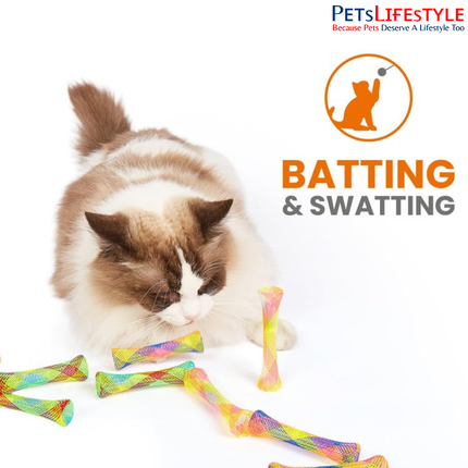 FOFOS Spring Tube Cat Toys (Pack of 3) – Flexible Catnip Bounce Tubes for Kittens & Cats