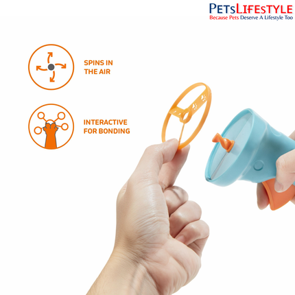 FOFOS Lure Ring Launcher Cat Toy with 6 Rings – Interactive Hand-Held Spinning Launcher for Active Play