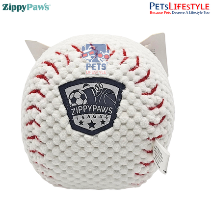 ZippyPaws SportsBallz – Baseball  Plush Squeaker Dog Toy