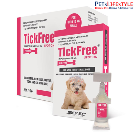 Sky EC TickFree Spot-On for Dogs | Fipronil & S-Methoprene | Long-Lasting Tick, Flea & Lice Protection