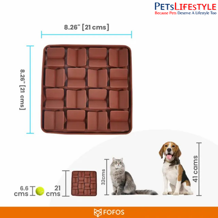 FOFOS Licking Mat Dark Brown – Food-Grade Silicone Slow Feeder & Enrichment Mat for Dogs and Cats