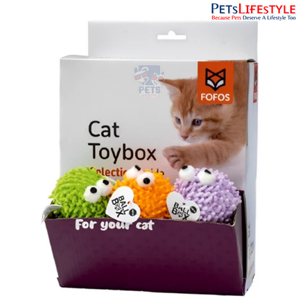 Fofos Geek Ball Cat Toy – Soft Plush Ball with Bell & Imported US-Grade Catnip for Kittens & Cats (Assorted Colours)