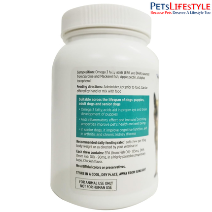 Vvaan V3 OFA Omega-3 Soft Chews for Dogs – EPA & DHA Fish Oil Supplement 40's
