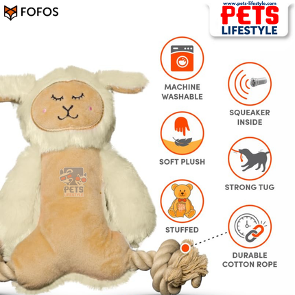 The FOFOS Ropeleg Plush Sheep Toy – Rope Tug + Soft Plush
