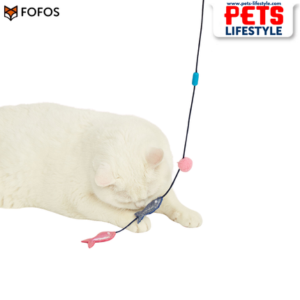 FOFOS Sardine Wand 2 Pack Interactive Cat Toy with Catnip & Replaceable Tops