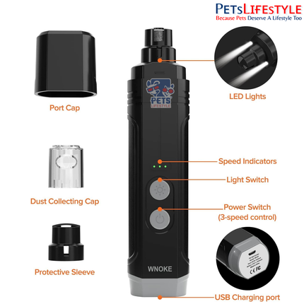 PᴇᴛsLɪғᴇsᴛʏʟᴇ Professional Nail Grinder for Dogs & Cats – Rechargeable Pet Nail Groomer