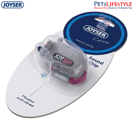 JOYSER Sound Chip Mouse Plush Cat Toy – Grey | Motion-Activated Electronic Toy