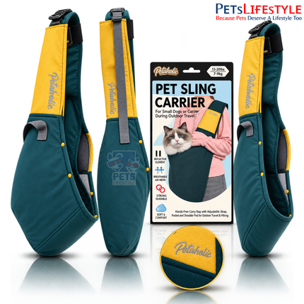 Petaholic Pet Sling Carrier for Dogs & Cats | Hands-Free Breathable Shoulder Travel Carrier