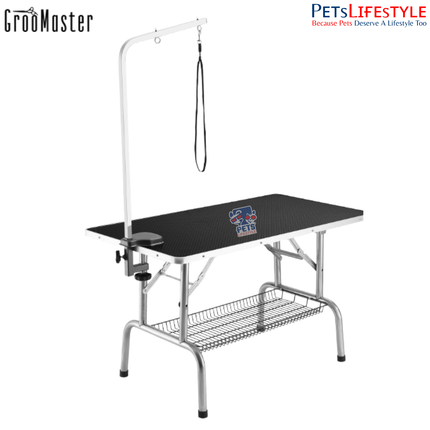 Groo Master N-309L Height-Adjustable Folding Grooming Table – Classic Foldable Table with Storage Basket