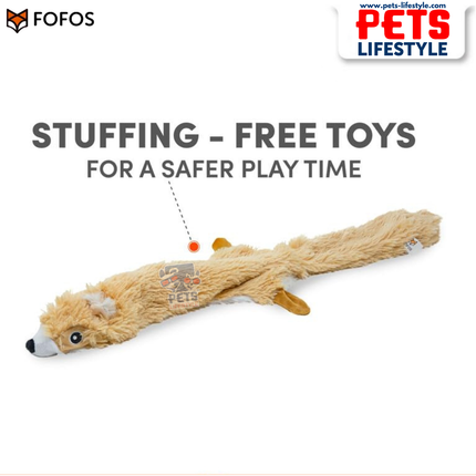 FOFOS Skinneez Squirrel Dog Toy – Stuffing-Free Plush Toy with Dual Squeakers