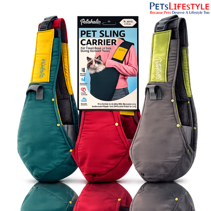 Petaholic Pet Sling Carrier for Dogs & Cats | Hands-Free Breathable Shoulder Travel Carrier
