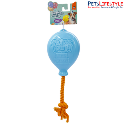 FOFOS Birthday Balloon W Giggle Sound Dog Toy – Rubber Balloon Toy with Cotton Rope for Dogs